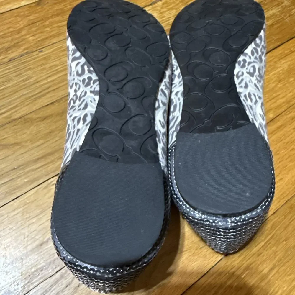 Coach Shine Sequence Ballet Cheetah Print Round-Toe Flats Women's 7